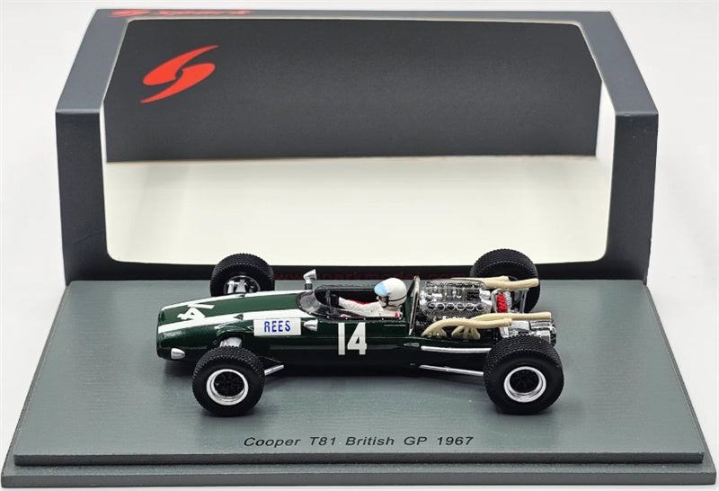Spark Cooper T81 #14 British GP 1967 Alan Rees Green 1:43 Car Pre-built Model view6