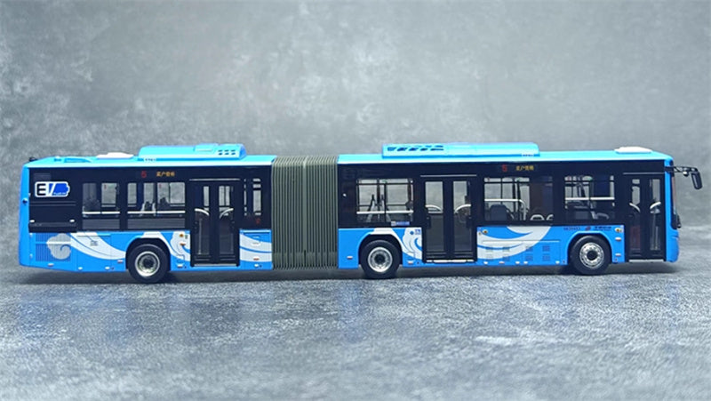 Beijing Public Transport Foton Ouhui New Energy BJ6160 5 routes Xiangyun Blue Articulated Bus 1:64 Bus Pre-built Model view4