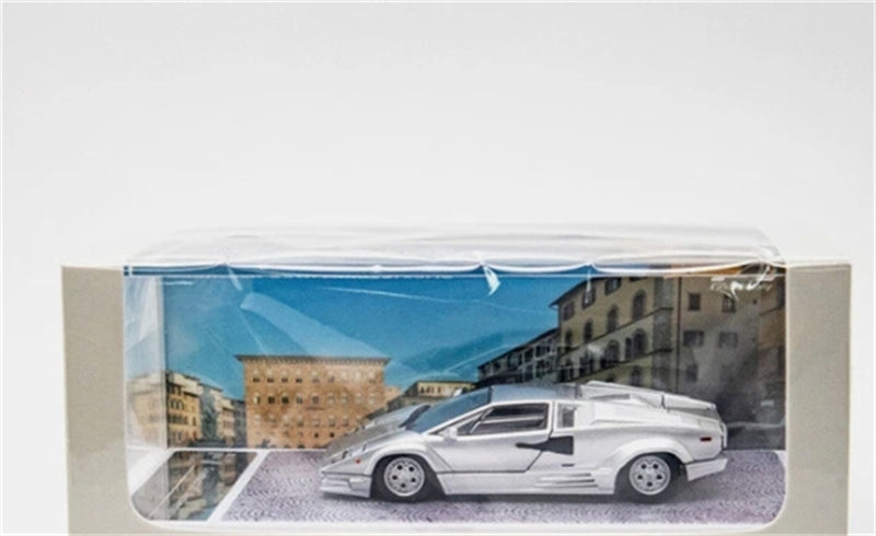 Findclassically Lamborghini Countach LP5000S 25th Anniversary Edition Silver Limited Edition 799PCS ONLY 1:64 car Pre-built Model view6