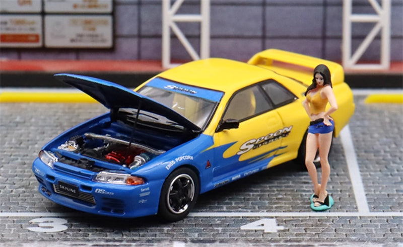 TIMEMICRO Nissan GTR R32 Z-Tune SPoon Painting w/ Figure Limited Edition 999PCS ONLY 1:64 Car Pre-built Model view1