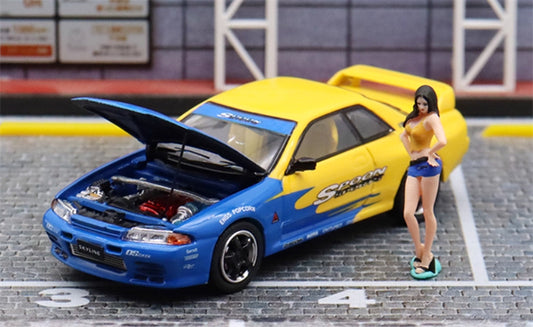 TIMEMICRO Nissan GTR R32 Z-Tune SPoon Painting w/ Figure Limited Edition 999PCS ONLY 1:64 Car Pre-built Model view1