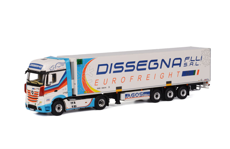 WSI ACTROS MP4 GIGA SPACE REEFERTRAILER Dissegna 1:50 Truck Pre-built Model