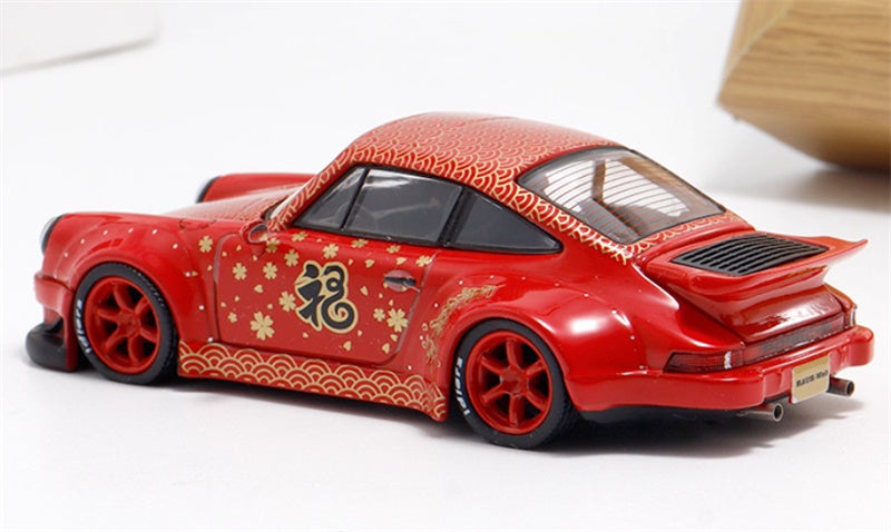 mymodelcollect Porsche RWB 964 Red New Year's Edition Limited Edition RAUH - Welt 1:64 Car Pre-built Model view5