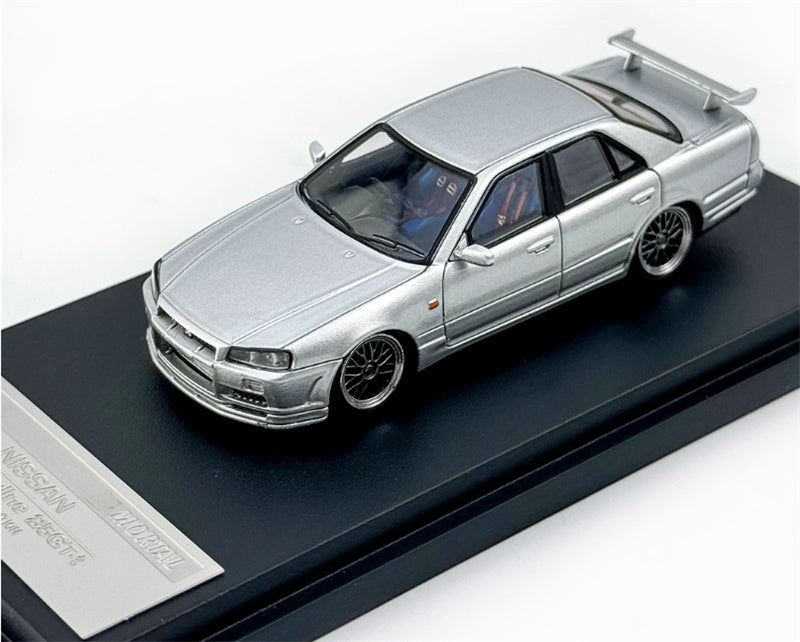 Mortal Nissan GTR ER34 25GT SKYLINE URAS Modified Edition BBS Wheel Silver Limited Edition 1:64 Car Pre-built Model view1