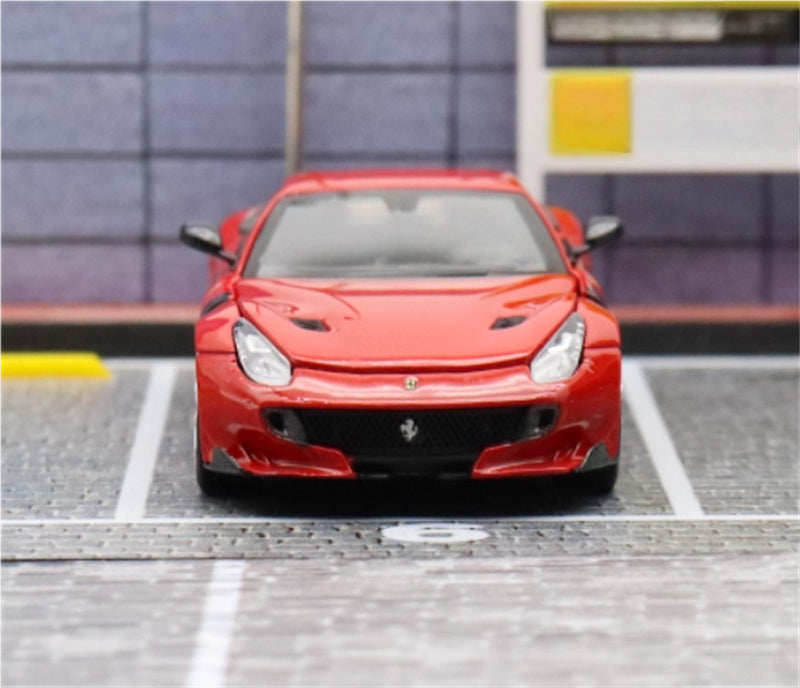Stance Hunters Ferrari F12 TDF Supercar Limited Edition 799PCS ONLY Red - Silver Wheel 1:64 Car Pre-built Model view6
