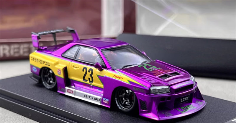 SW Nissan Skyline LBWK ER34 Electroplated Lightning Purple Limited Edition 499PCS ONLY 1:64 car Pre-built Model view3
