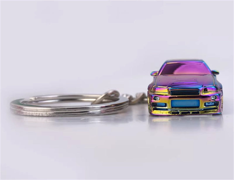 1:87 Nissan GTR34  Electroplating discoloration purple  SEEKER  DIECAST Keychain Model