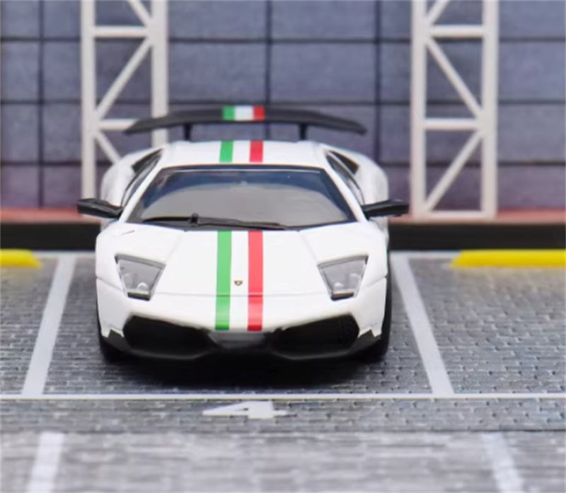 Max well Lamborghini Murcielago LP670-4 SV White w/ Stripe Version 1:64 Car Pre-built Airliner Model Display view7