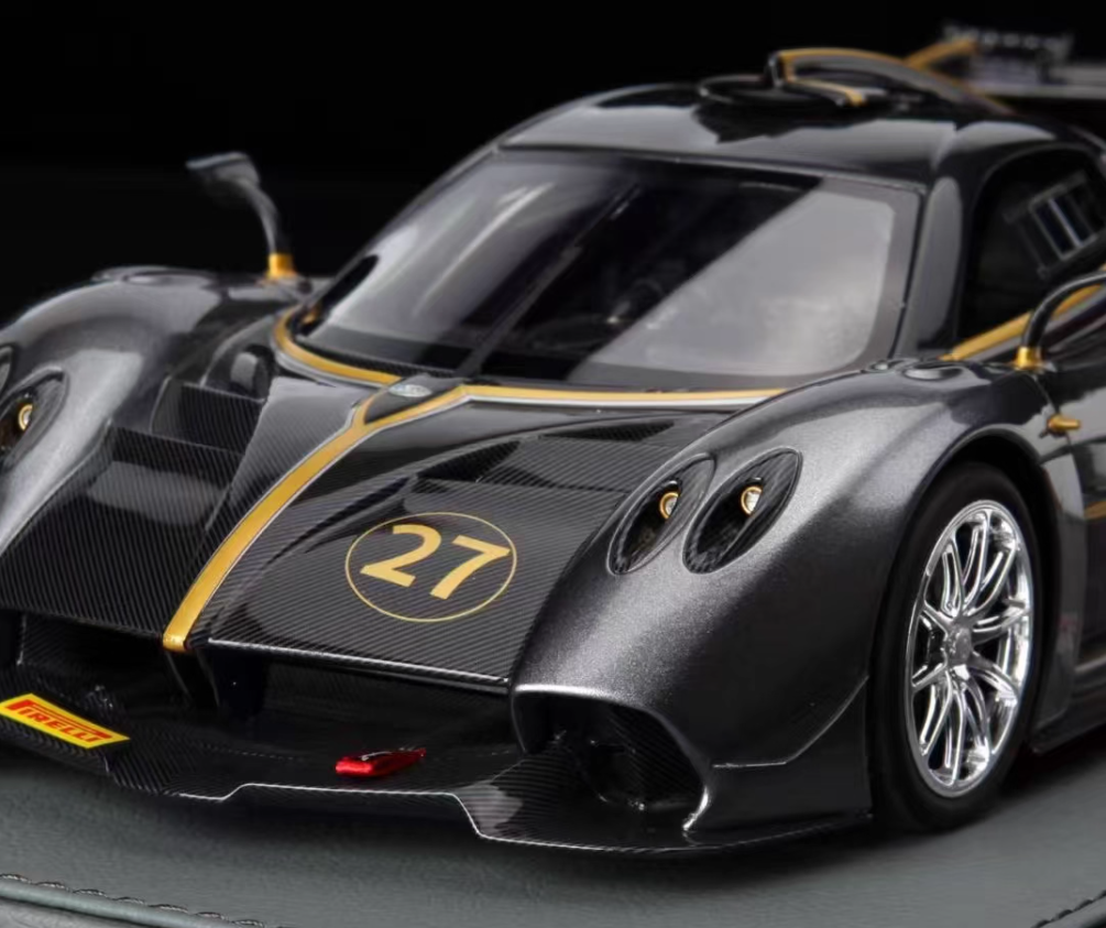 BBR MODELS Pagani Huayra R Limited Edition Metal Grey Pirelli 1:18 Car Pre-built Model view3