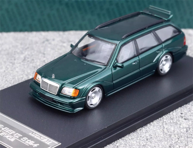 Mortal Mercedes Benz S124 T MODEII EVO2 wagon Pearl Green pancake wheels Limited Edition 999PCS ONLY 1:64 Car Pre-built Model view1