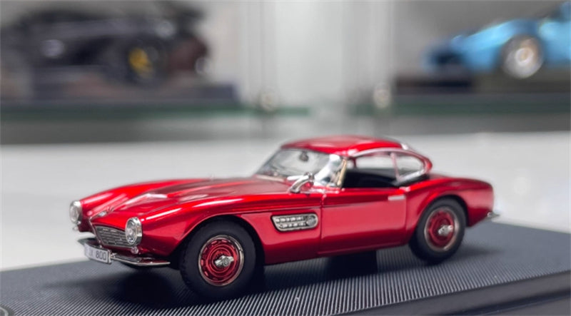 GFCC BMW 507 Roadster Retro Car 1957 Metallic Red Convertible hardtop 1:64 car Pre-built Model view8