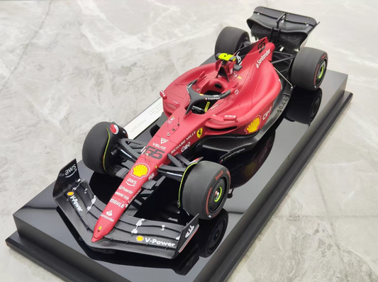 Amalgam 2022 Ferrari F1 75 Bahrain Station #55 Sainz Santander V-Power aws Palantir Richard Mille Velas Snapdragon MAHLE Ceva 1:18 Car Pre-built Model view1