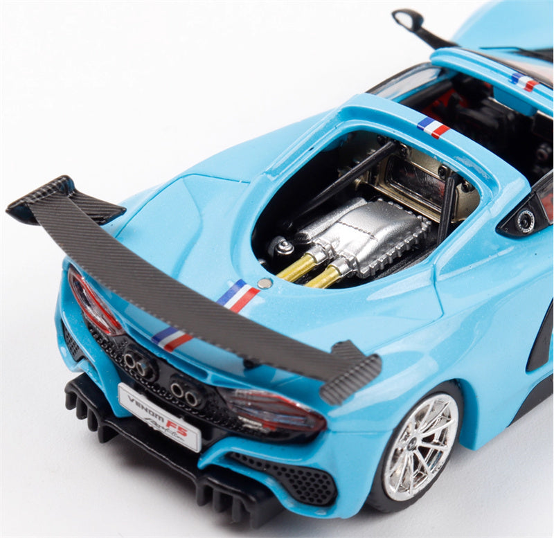 Rhino Model Hennessey Venom F5 Limited Edition 999PCS ONLY Light Blue w/ Figure 23# 1:64 Car Pre-built Model view6