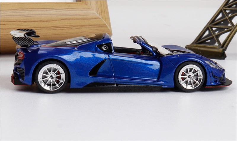 Rhino Model Hennessey Venom F5 Limited Edition 499PCS ONLY Blue w/ Figure 23# 1:64 Car Pre-built Model view3