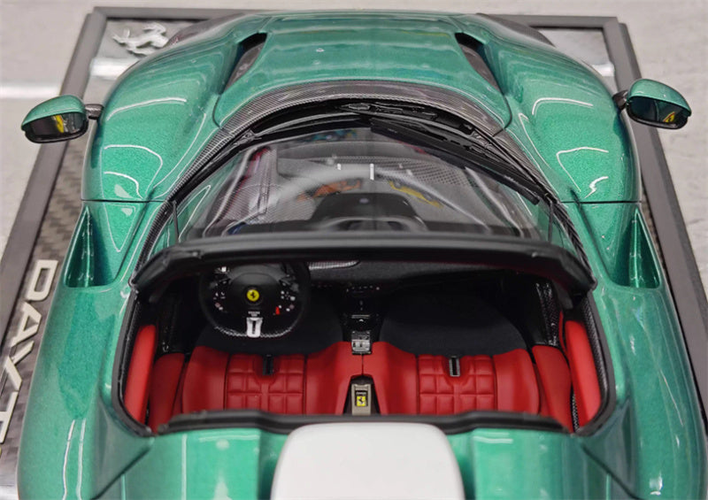 BBR MODELS Ferrari SP3 Daytona convertible Sapphire Green Gold Wheel Black Card Carbon fiber base Limited Edition 10PCS ONLY 1:18 Car Pre-built Model view2