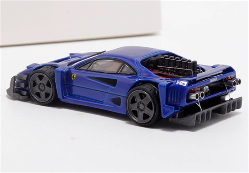 Autobots Models Ferrari F40 Yasid sports car Explosive redesign Blue 1:64 Car Pre-built Model view4