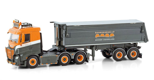 WSI  IVECO S-WAY AS 6X2 TWINSTEER HALFPIPE TIPPER TRAILER - 2 AXLE Baggerbedrijf Midden Nederland 1:50 Truck Pre-built Model