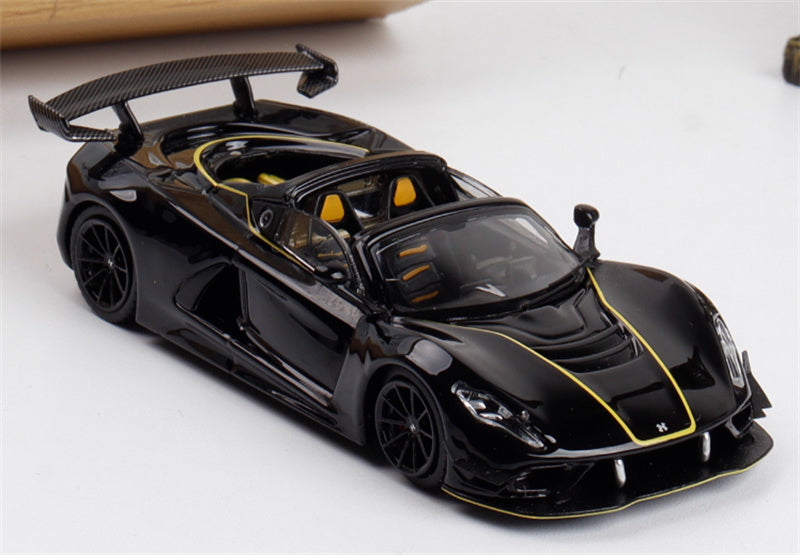 Rhino Model Hennessey Venom F5 Limited Edition 999PCS ONLY Black w/ Figure 23# 1:64 Car Pre-built Model view5