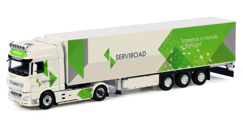 WSI DAF XF SUPER SPACE CAB 4x2 REEFER TRAILER - 3 AXLE Serviroad 1:50 Truck Pre-built Model