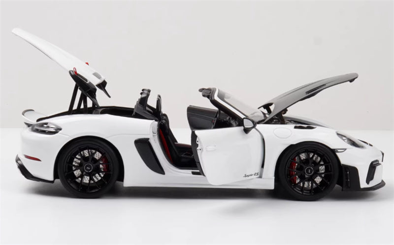 1:18 PORSCHE 718 SPYDER RS  White Carbon Cover  Norev Convertible DIECAST Car Model