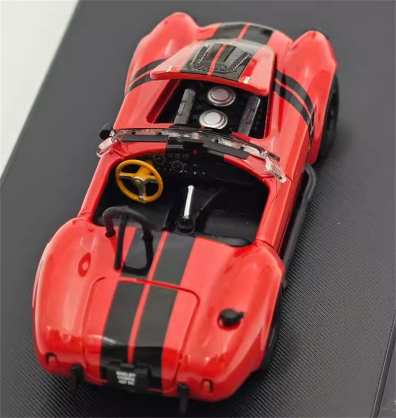 Fine Works&HM Ford Shelby 427 Cobra Metallic red + Black Stripe Limited Edition 499PCS ONLY 1:64 car Pre-built Model view6