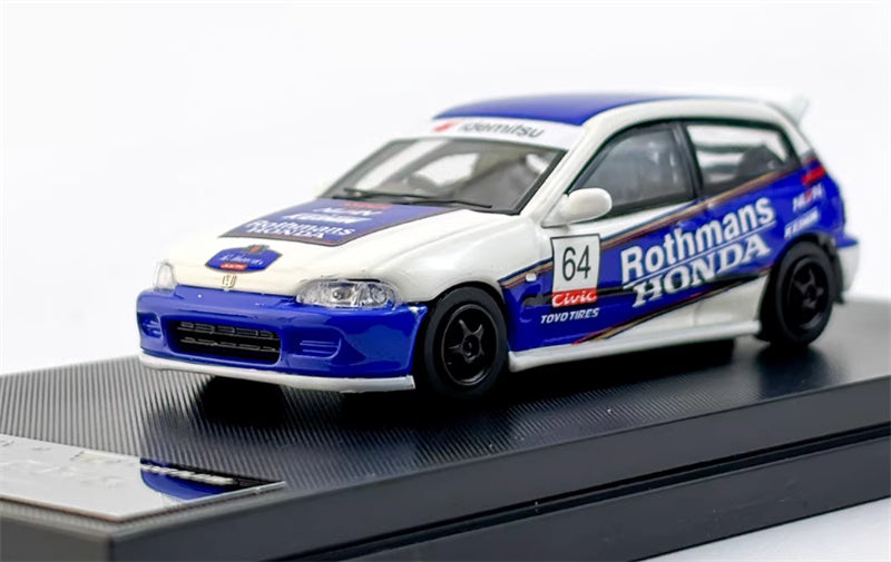 SW Honda Civic EG6 Blue White Rothmans Limited Edition 499PCS ONLY 1:64 Car Pre-built Model view8