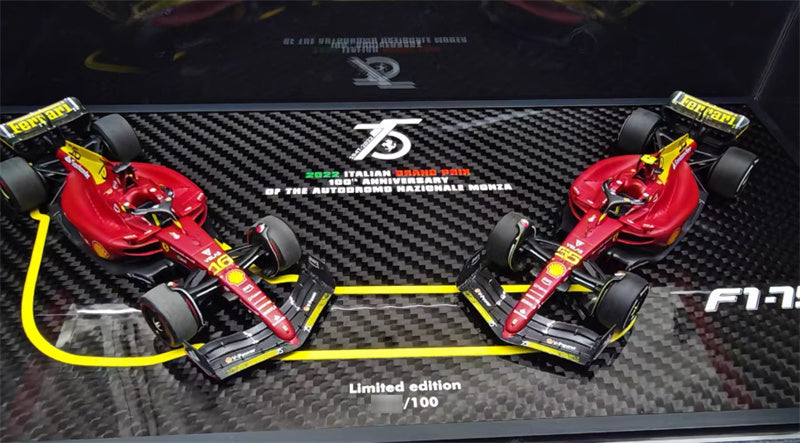 BBR MODELS Ferrari F1-75 G.P.Monza 2022-set of two C.Leclerc-C.Sainz 1:43 Model view1
