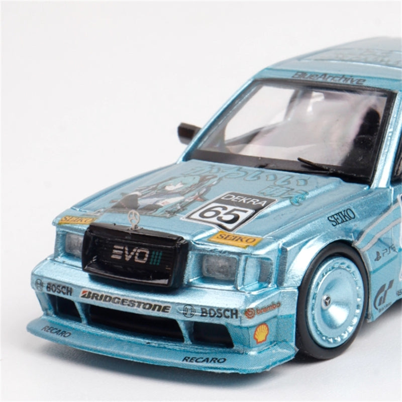 RHINO MODEL Mercedes Benz 190 EVO II Wide-Body Ice Blue Modified Limited Edition 499PCS ONLY 1:64 car Pre-built Model view7