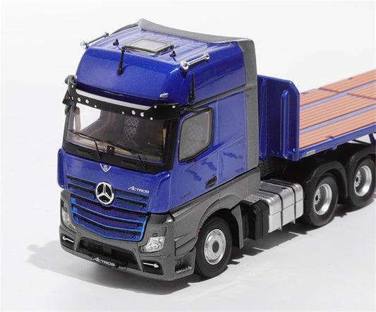 GCD Mercedes Benz Actros 3-Axle Gigaspace 6x2 Semi-trailer truck & scaleble Blue LHD 1:64 Truck Pre-built Model view2