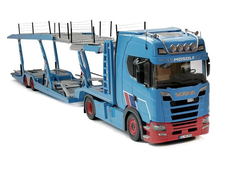 NZG Scania V8 730S 4x2 & Lohr car transporter Mosolf 1:18 KIT Truck Lorry