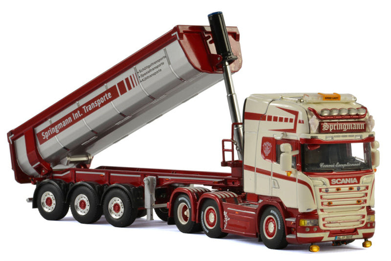 WSI  SCANIA STREAMLINE TOPLINE 6x2 TWIN STEER HALF PIPE TIPPER TRAILER - 3 AXLE Springmann 1:50 Truck Pre-built Model