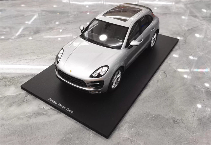 1:18 Porsche Macan Turbo silver Spark Resin Car Model view1