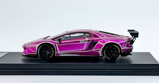 KING MODEL Lamborghini LP700 AVENTADOR Burst Pattern Luminous Edition Electroplating Pink 1:64 Car Pre-built Model view2