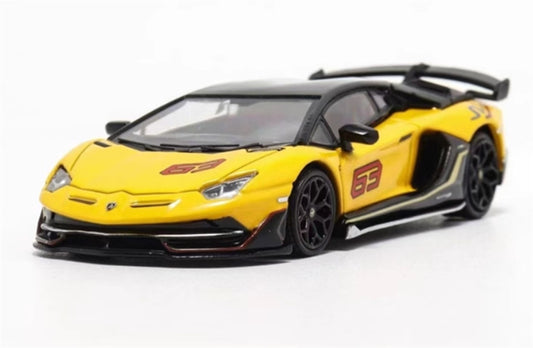 MAXWELL Lamborghini Aventador SVJ 63 Roadster Yellow hardtop 1:64 Car Pre-built Model view1