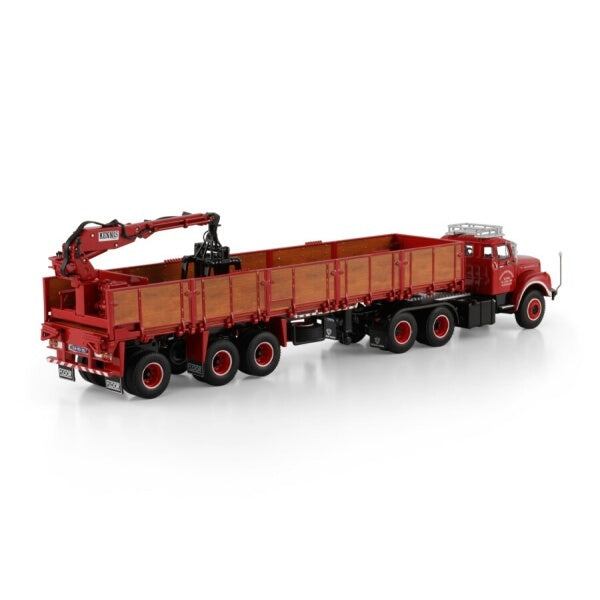1:50 SCANIA SEVERS L110 CAB 6X2 BRICK TRAILER 3 AXLE WSI  Red Diecast Model