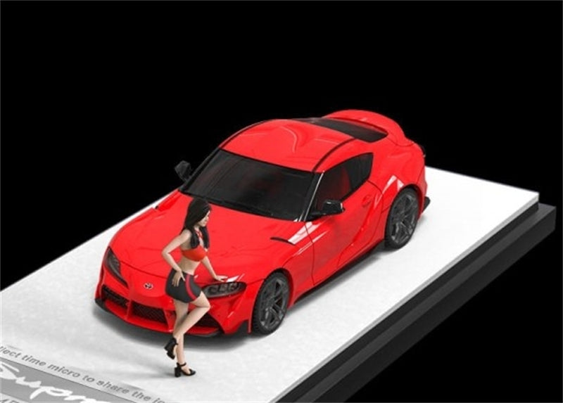 TimeMicro Toyota Supra A90 Red w/ Figure Version Limited Edition 999PCS ONLY 1:64 car Pre-built Model view1