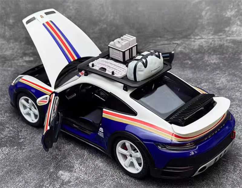 1:18 PORSCHE 911 #953 DAKAR 2022 blue white  MINICHAMPS Off road version w/ ROOF RACK DIECAST Car Model