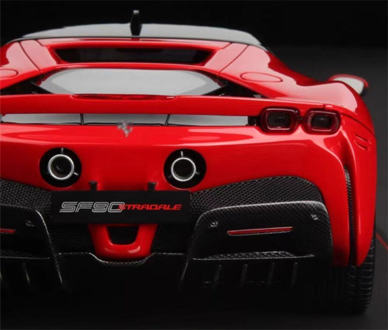 BBR MODELS Ferrari SF90 Stradale Standard Red Carbon black wheel/red calipers Limited Edition 40PCS ONLY Leather base 1:18 Car Pre-built Model view9