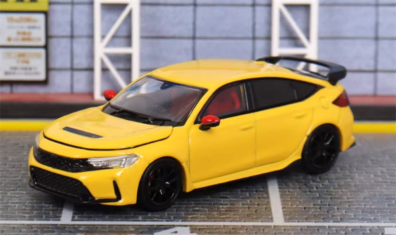 MOTORHELIX Honda Civic Type R FL5 Yellow Christmas Livery 1:64 car Pre-built Model view2
