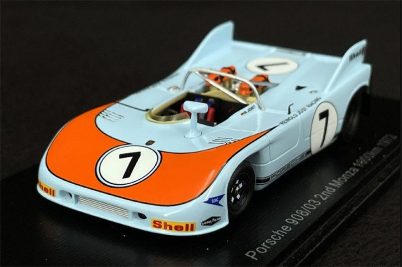 spark Porsche 908/03 2nd Monza 1000km 1972 #7 gulf 1:43 Car Pre-built Model view1