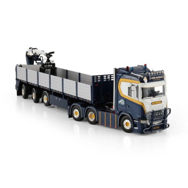 1:50 SCANIA HENRI BAUMAN S CS20N 6X2 BRICK TRAILER 3 AXLE WSI Diecast Model