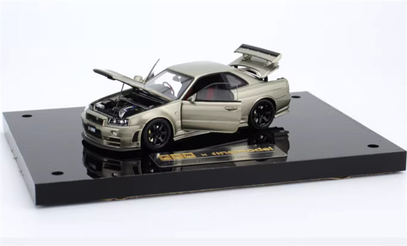 1:43 Nissan GTR Nismo R34 Z-TUNE  Emerald Green  PGM x onemodel Deluxe Edition Black base Limited Edition 688PCS ONLY DIECAST Car Model