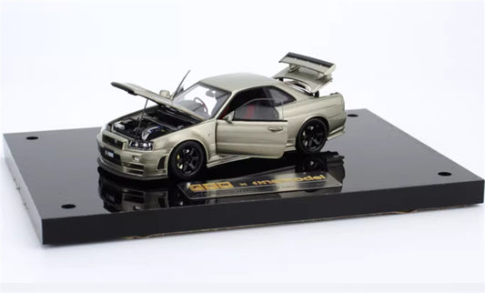 1:43 Nissan GTR Nismo R34 Z-TUNE  Emerald Green  PGM x onemodel Deluxe Edition Black base Limited Edition 688PCS ONLY DIECAST Car Model