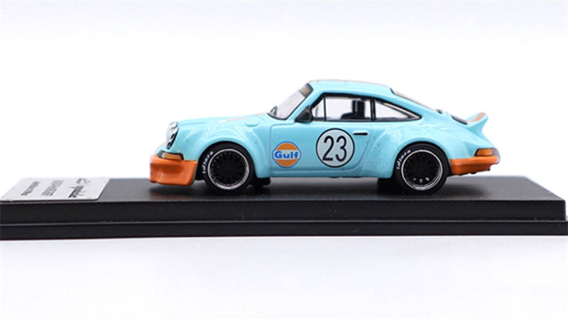 mymodelcollect Porsche RWB 930 Duck Wing gulf Limited Edition 999PCS ONLY RAUH - Welt 1:64 Car Pre-built Model view3