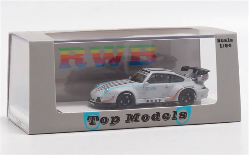 TOP MODELS Porsche RWB 993 Motozolo Battle Grey Limited Edition RAUH - Welt 1:64 Car Pre-built Model view9