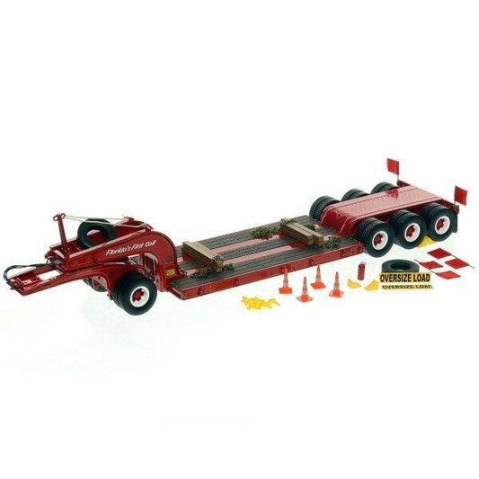 1:50 Talbert  1960s 60-Ton Cableneck Lowbed w/ Single-Axle Dolly Heavy Haul Replicas  Red Diecast Model