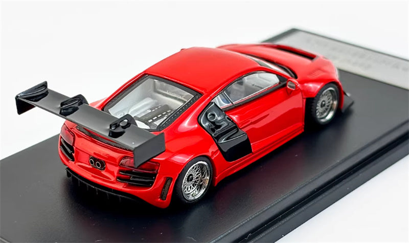 LeManFang Audi R8 LMS ULTRA high tail modified racing Red 1:64 Car Pre-built Model view4