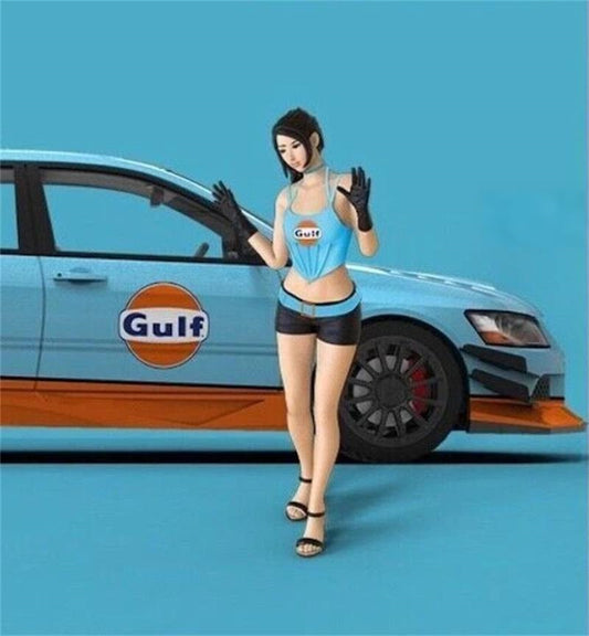 TimeMicro Mitsubishi Lancer Evolution IX Racing car Gulf Livery w/ Doll Version 1:64 car Pre-built Model view2