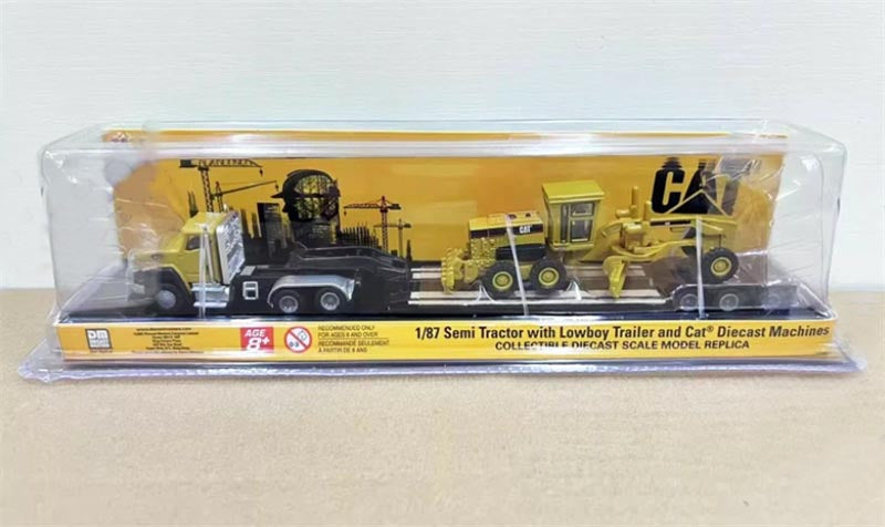 1:87 Cat  Grader w/ Lowboy Trailer  Caterpillar Set  Diecast Model