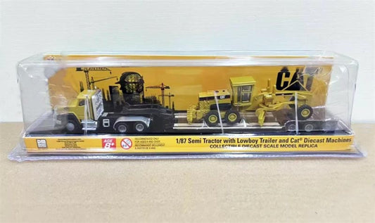 1:87 Cat  Grader w/ Lowboy Trailer  Caterpillar Set  Diecast Model